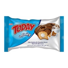 صورة توداي دونات كيك مغطي بطعم الشيكولاته ومحشو بكريمه الحليب 