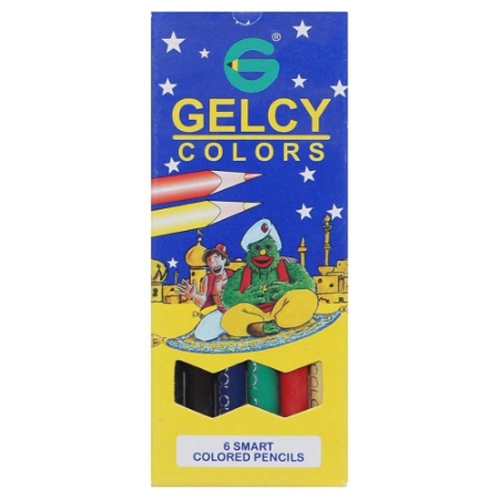 صورة ألوان خشب من 6 اقلام متعددة الألوان من جيلسي قصير