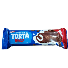 صورة تورتا رولز- كيك كاكاو ملفوف محشو بكريمة الفانيليا ومغطي بالشيكولاتة 