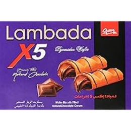 صورة بسكويت لمبادا اكس 5 اهرامات محشو بكريمة الشيكولاتة - علبه 12 قطعه
