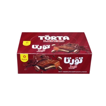 صورة تورتا رولز- كيك كاكاو ملفوف محشو بكريمة القهوه ومغطي بالشيكولاتة   - علبه 12 قطعه