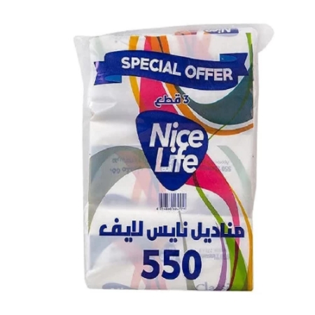 صورة مناديل نايس لايف 550 منديل - عرض 3 قطع
