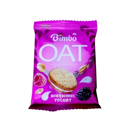 صورة بيمبو بسكويت شوفان محشي بكريمة زبادي ميكس توت