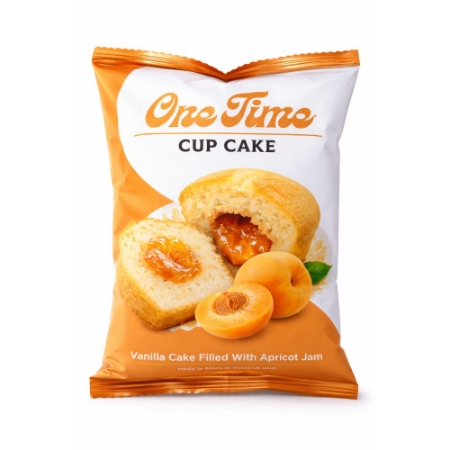 صورة وان تايم كب كيك بالفانيليا محشو بمربي المشمش