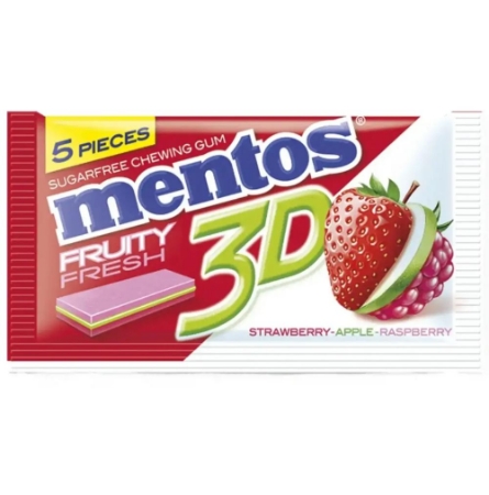 صورة مينتوس علكة خالية من السكر بنكهة الفراولة- التفاح-التوت 5قطع