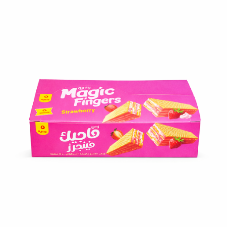 صورة ماجيك فينجرز ويفر كاكاو محشو بكريمة الفراولة  - 6 عبوة 