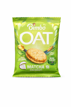 صورة بيمبو بسكويت شوفان محشي بكريمة الماتشا وجوز الهند