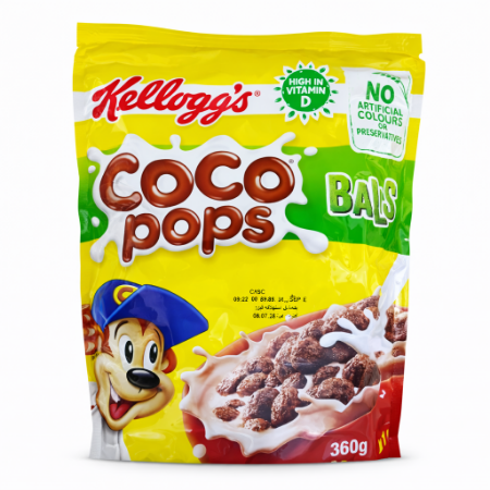 صورة وارد السعودية كوكو بوبس رقائق جبوب الافطار من الذرة والقمح مع الشوكولاتة -360 جرام