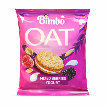 صورة بيمبو بسكويت شوفان محشي بكريمة زبادي ميكس توت 