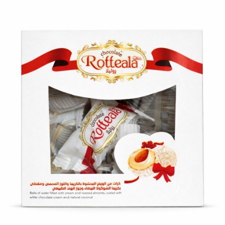صورة روتيلا ويفر محشو بكريمه اللوز المحمص ومغطي بكريمه الشيكولاته البيضاء وجوز الهند الطبيعي