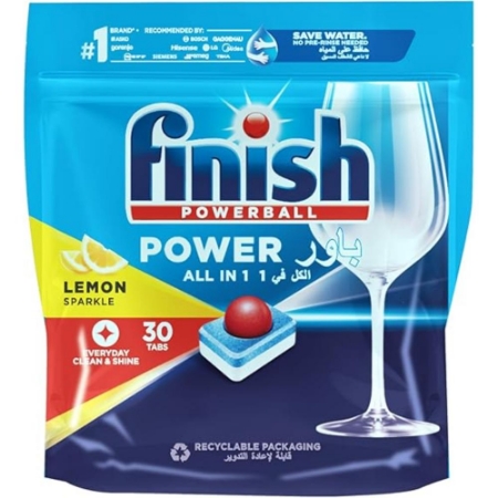 صورة منظف غسالة الأطباق باور بول برائحة ليمون سباركل من فينش- 30 قرص