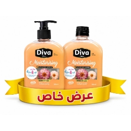 صورة عرض غسول اليدين المرطب المضاد للبكتيريا من ديفا فائق الأنتعاش - 500 مل + 500 مل